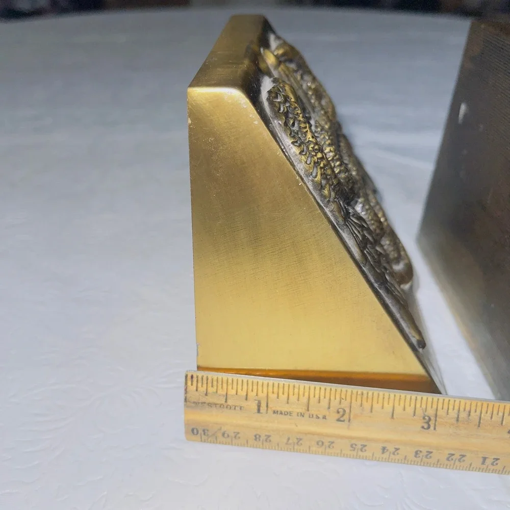 PM Craftsman Home Caduceus Medical Symbol OS Gold Brass Vintage Bookends